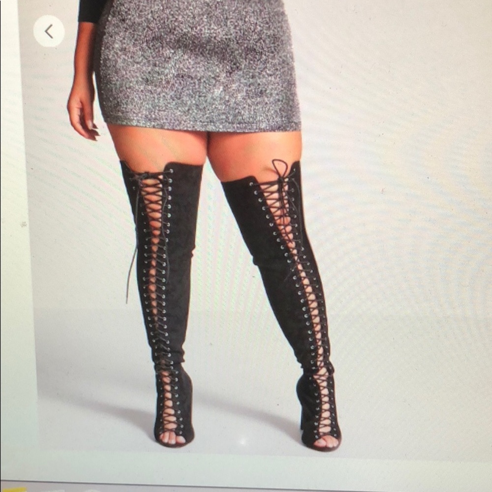 Faux suede over the knee boots